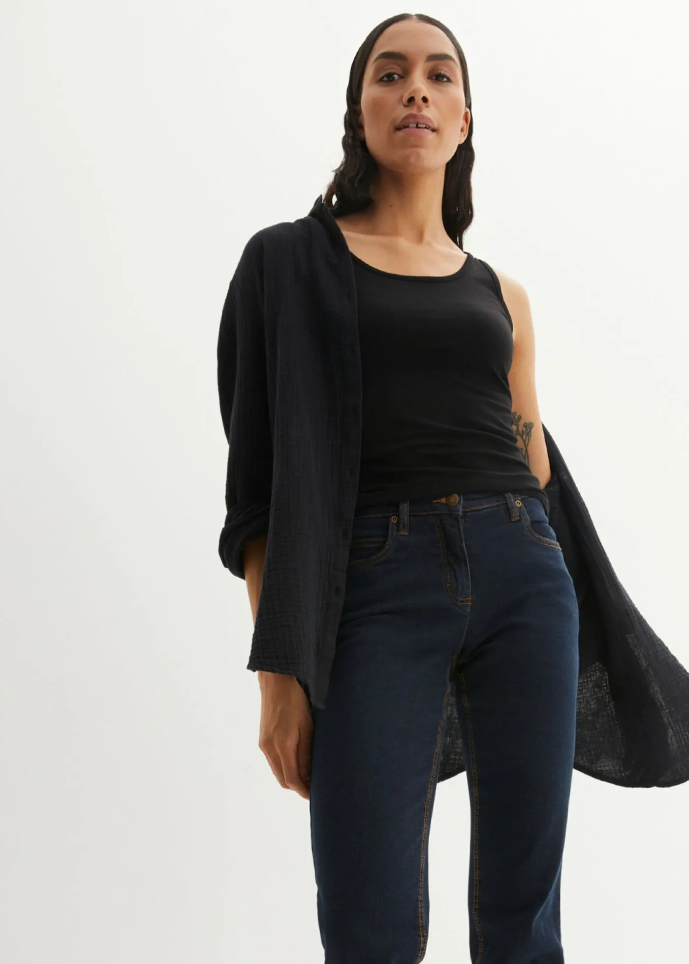 Best Vaqueros straight, mid waist, elásticos Mujer Tallas Pequeñas