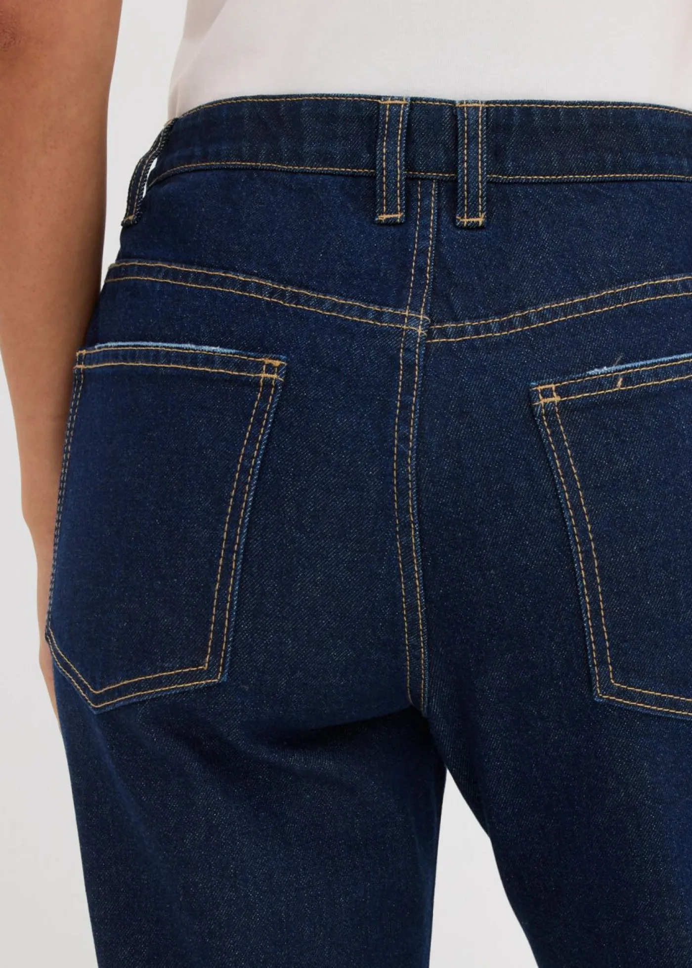 Clearance Vaqueros straight, mid waist, con piedras brillantes Mujer Vaqueros