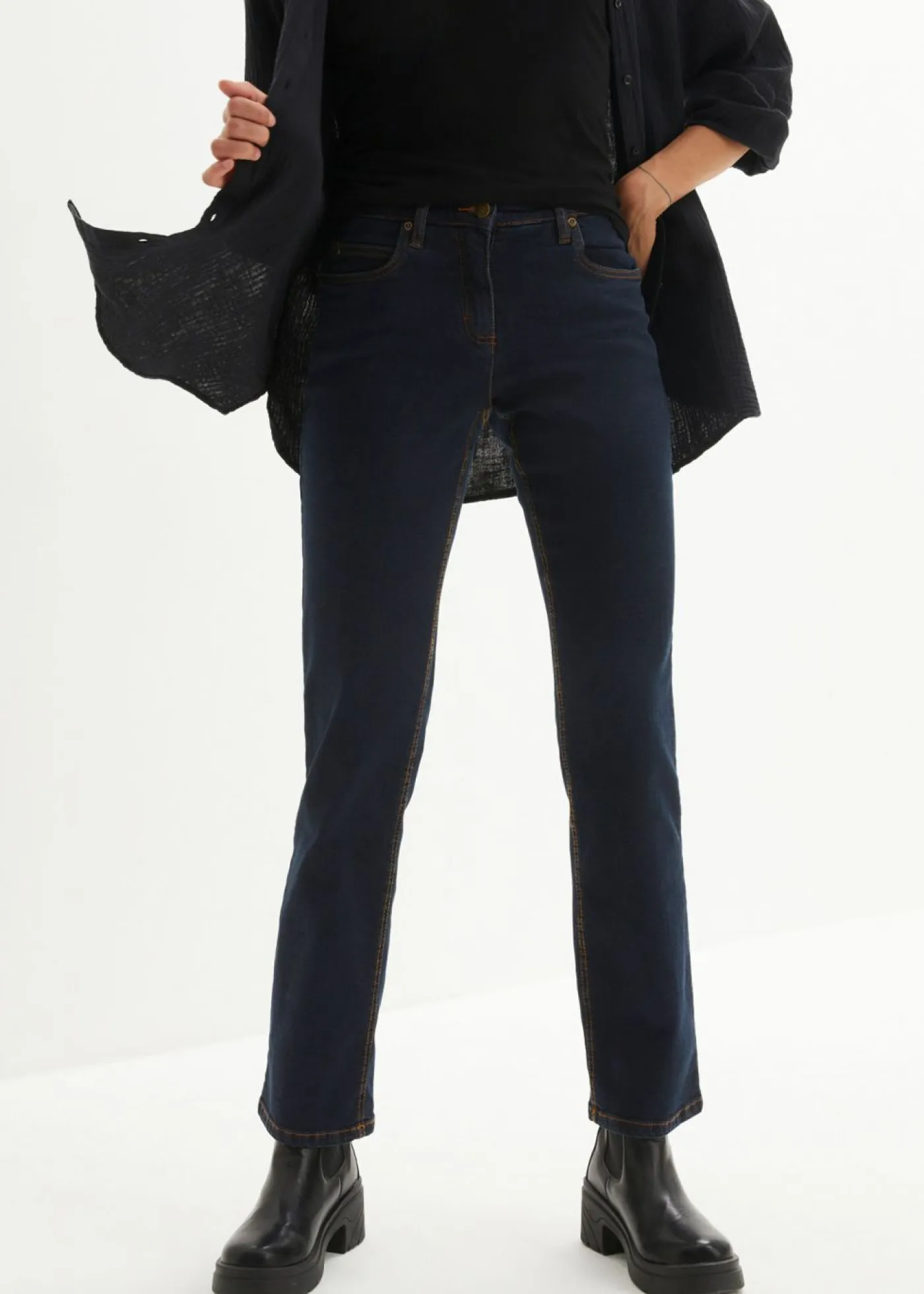 Vaqueros straight, mid waist, elásticos Mujer Vaqueros
