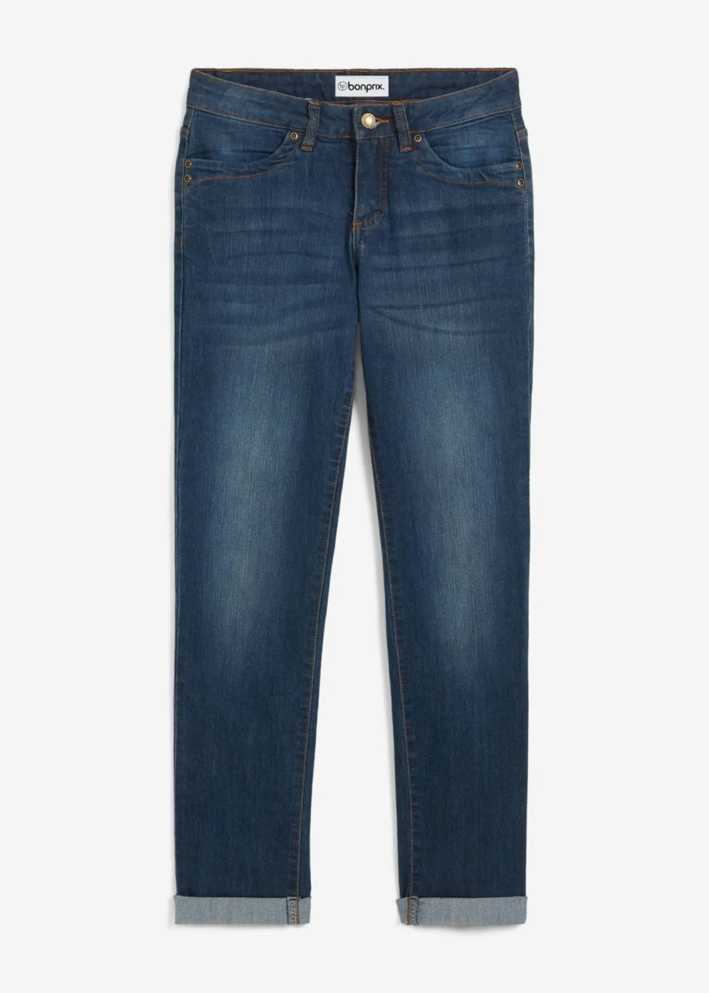 Vaqueros straight, mid waist, elásticos Mujer Tallas Pequeñas|Vaqueros
