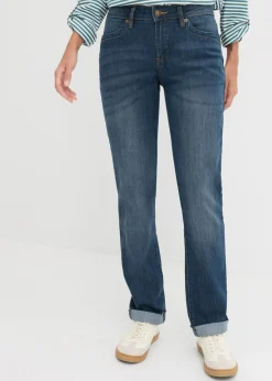Vaqueros straight, mid waist, elásticos Mujer Tallas Pequeñas|Vaqueros