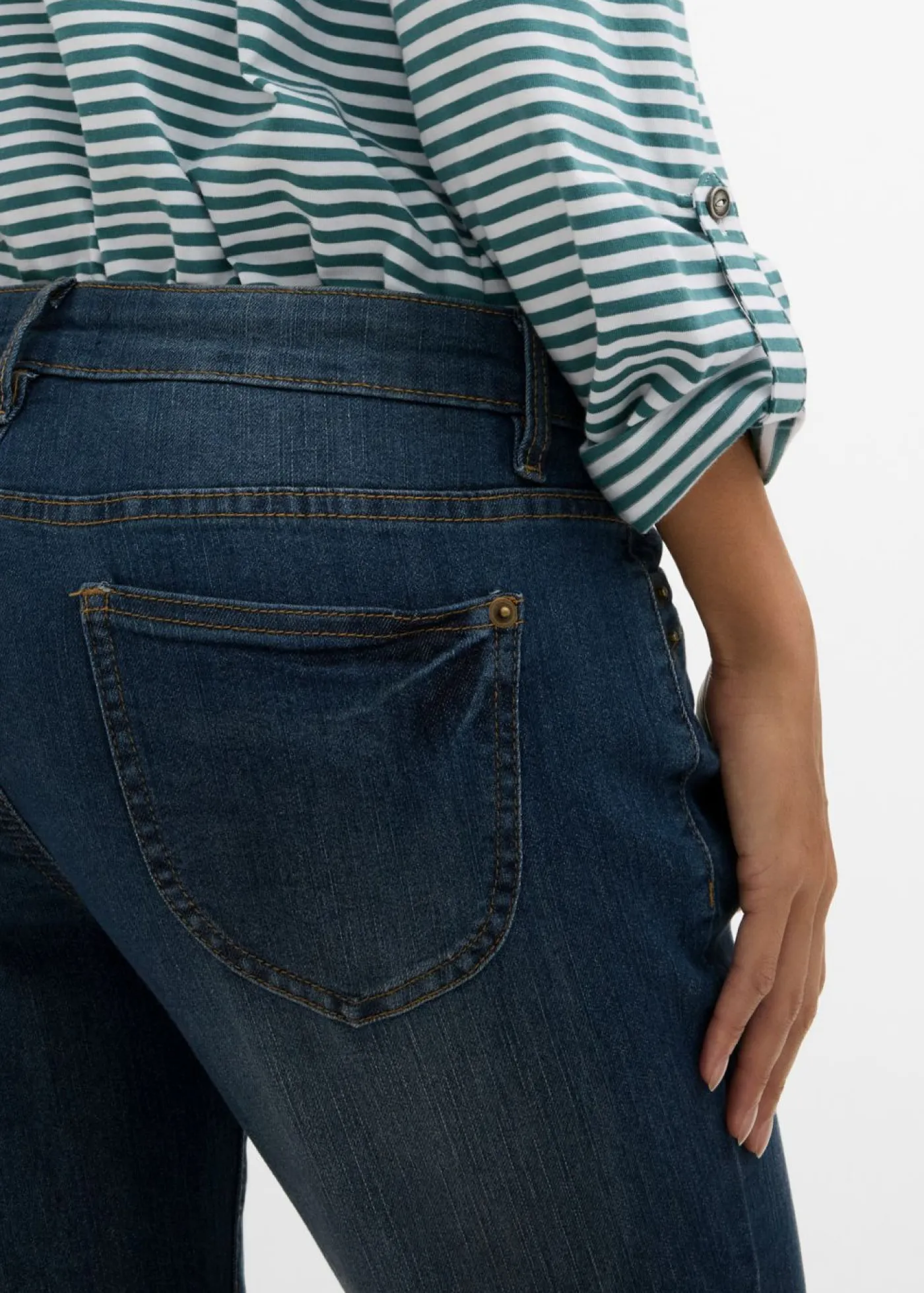 Vaqueros straight, mid waist, elásticos Mujer Tallas Pequeñas|Vaqueros