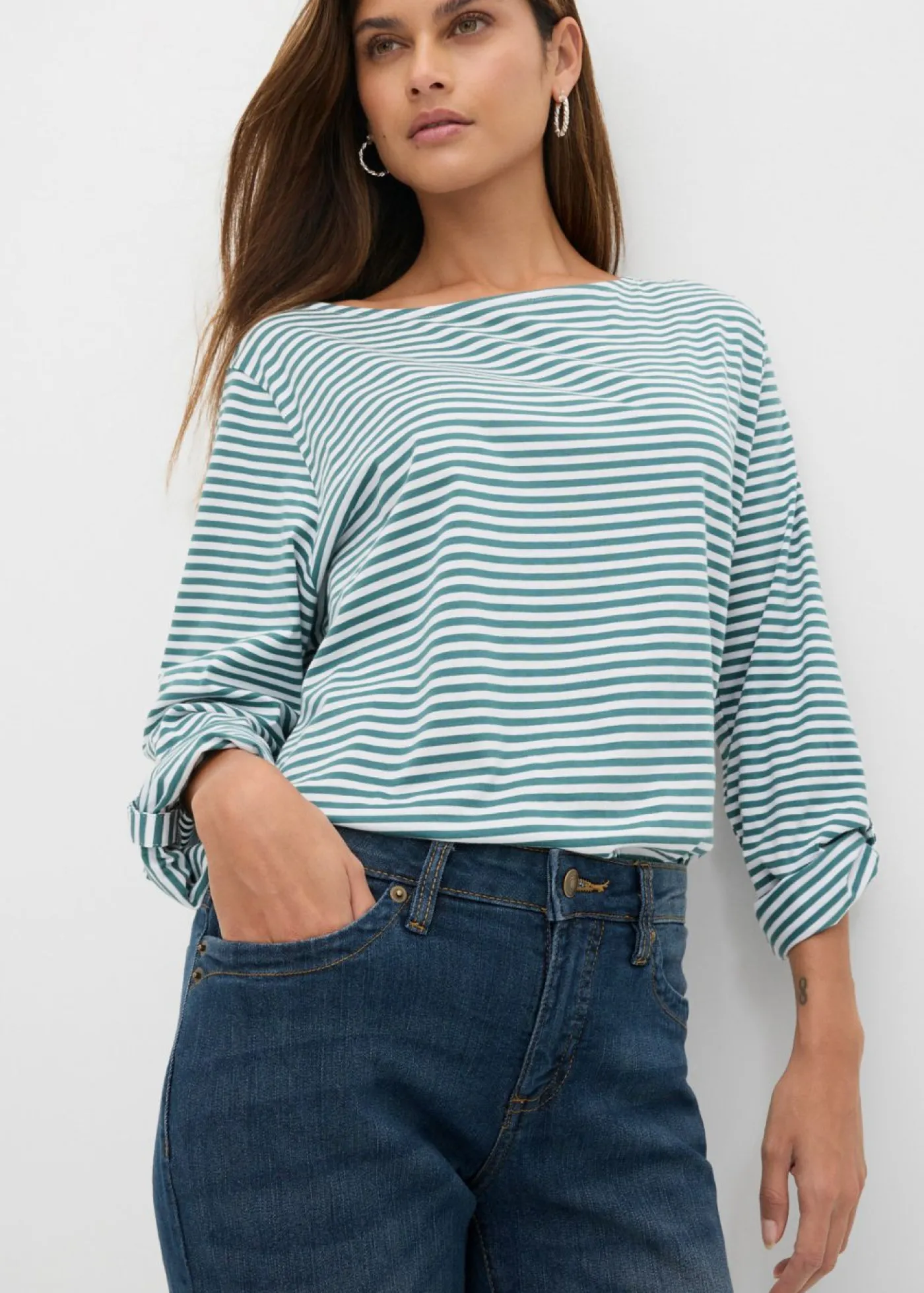 Vaqueros straight, mid waist, elásticos Mujer Tallas Pequeñas|Vaqueros