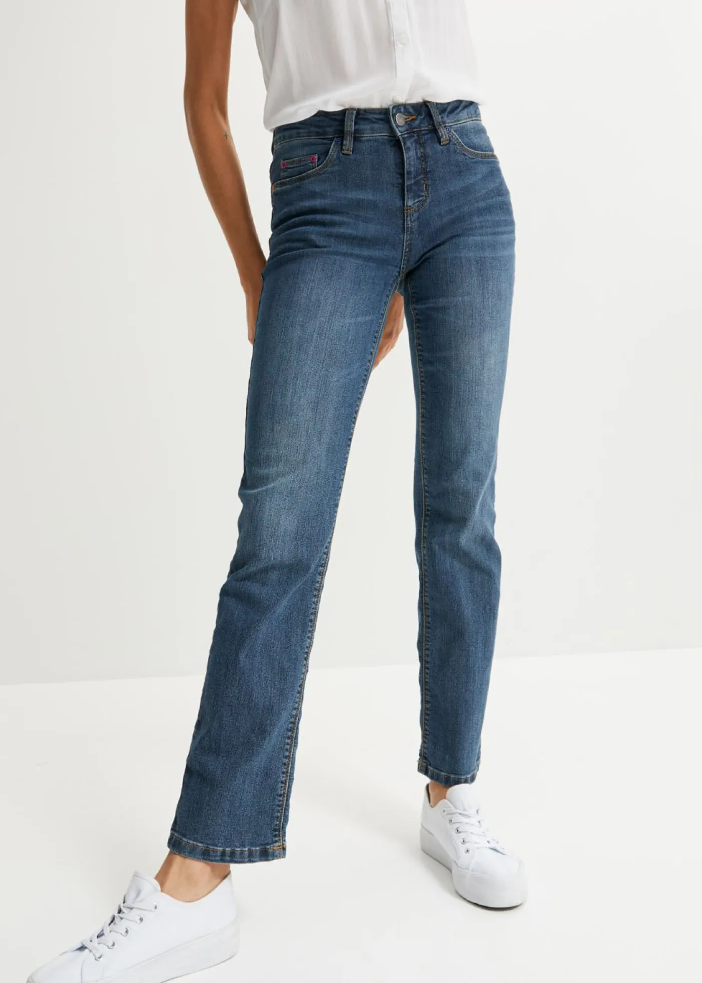 Outlet Vaqueros straight, mid waist, elásticos Mujer Tallas Pequeñas