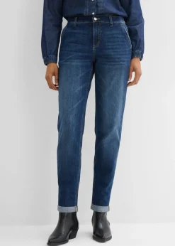 Outlet Vaqueros tipo boyfriend con talle medio y cinturilla elástica Mujer Vaqueros