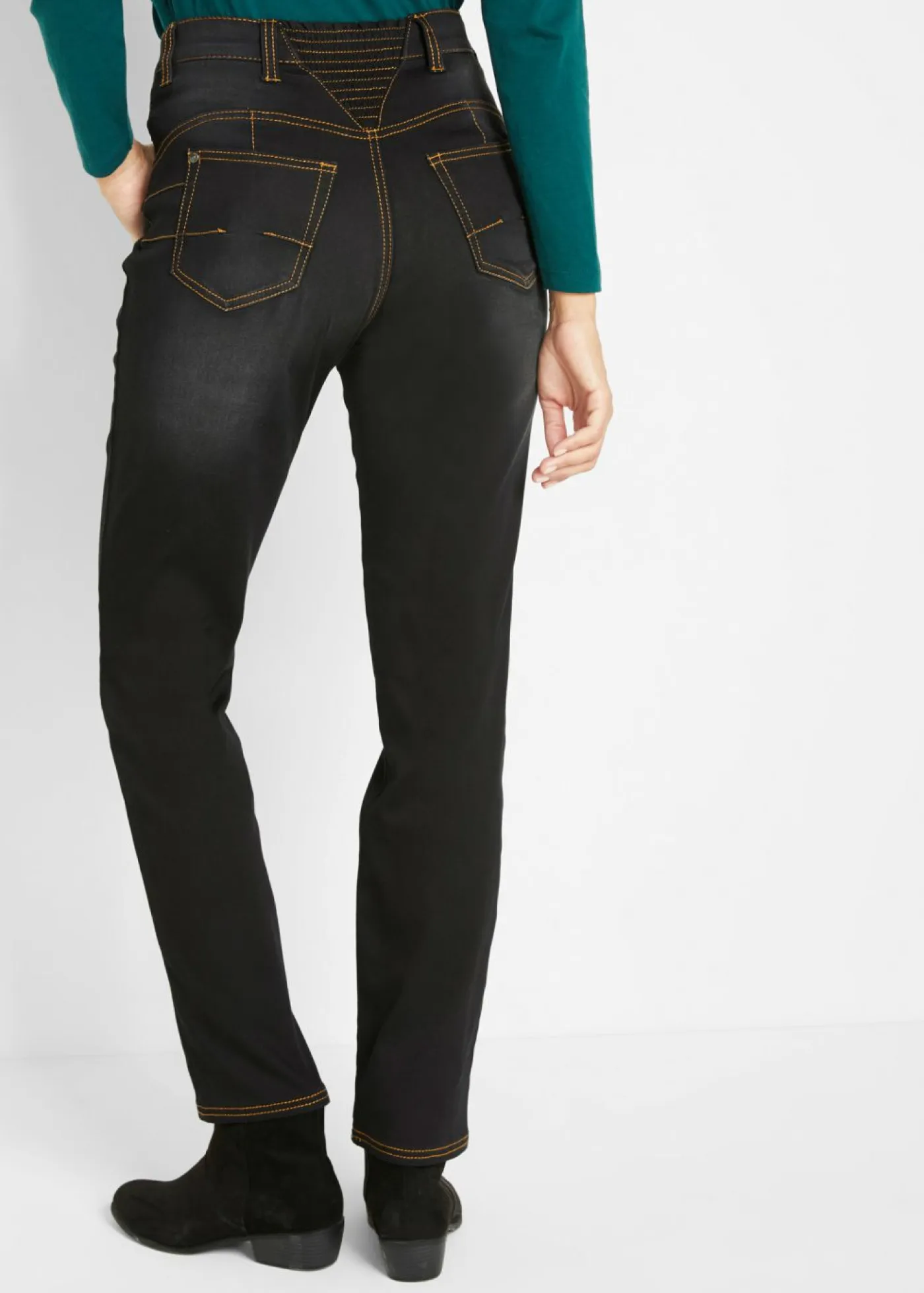 Outlet Vaqueros térmicos con talle medio, corte recto y cinturilla cómoda Mujer Ropa Térmica|Vaqueros