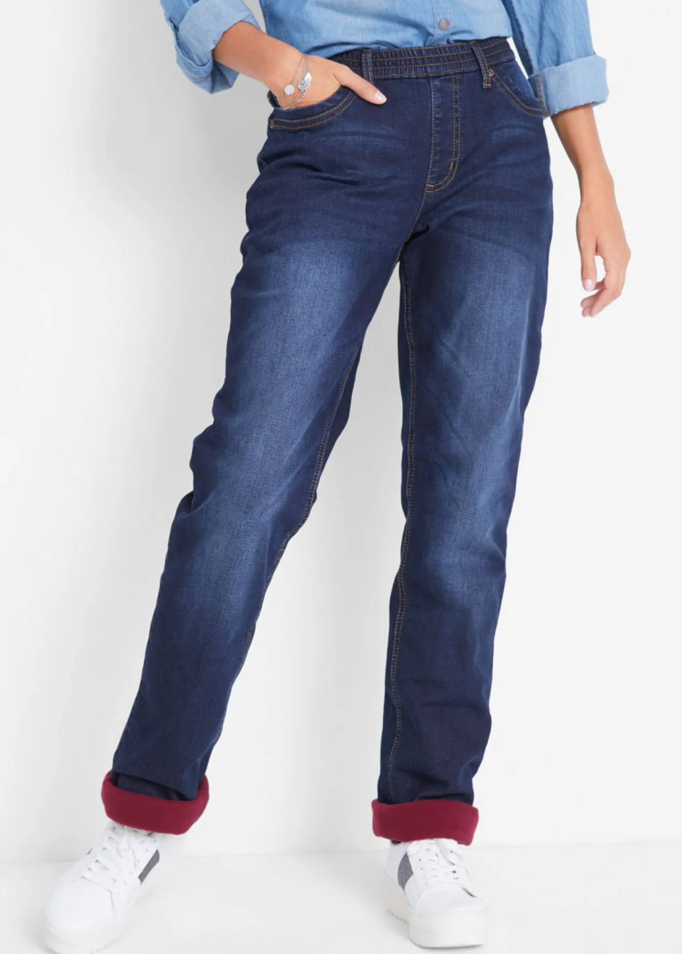 Clearance Vaqueros térmicos con talle medio y corte recto Mujer Vaqueros|Ropa Térmica