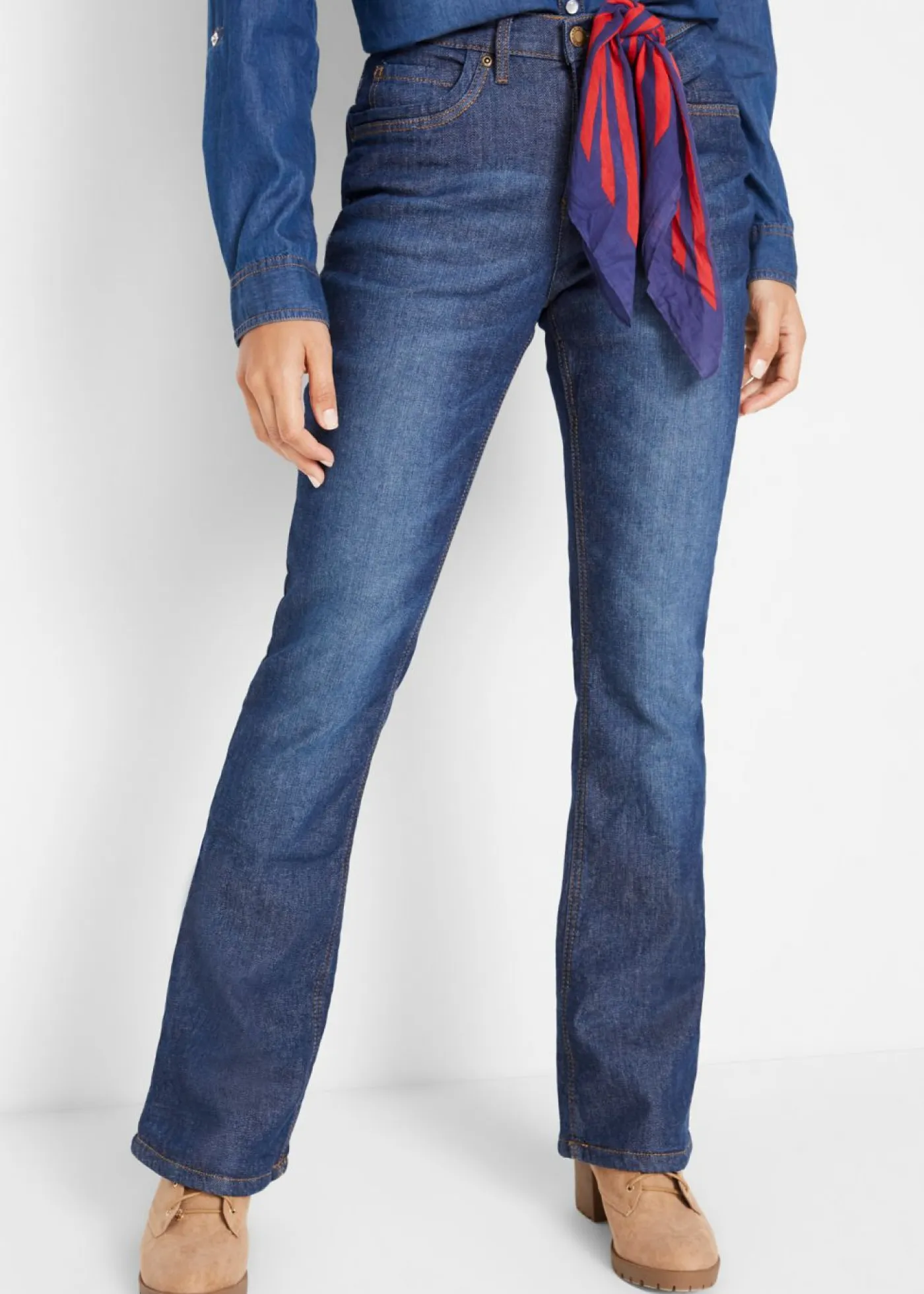 Vaqueros térmicos de talle alto con corte bootcut Mujer Ropa Térmica|Vaqueros