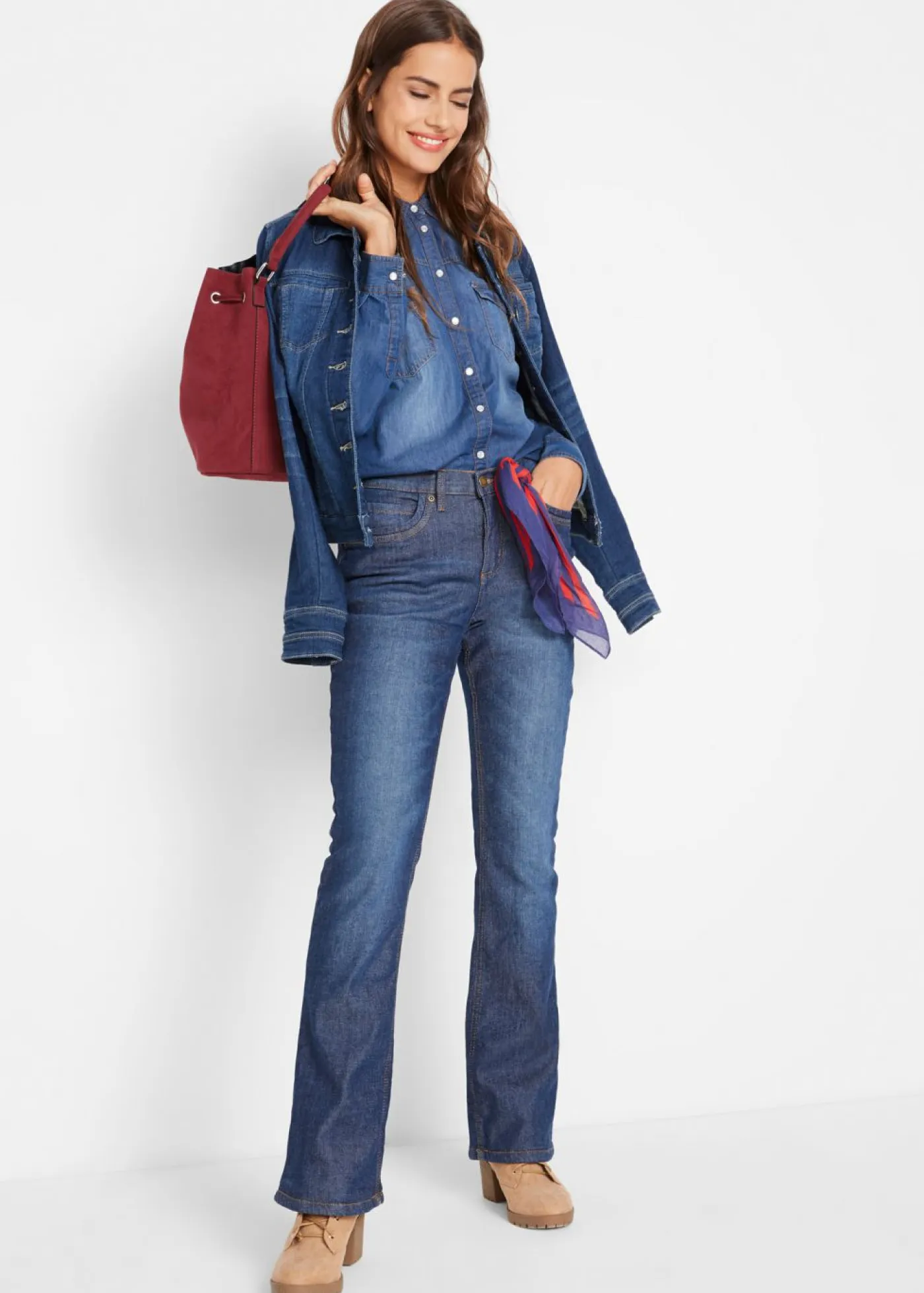 Vaqueros térmicos de talle alto con corte bootcut Mujer Ropa Térmica|Vaqueros