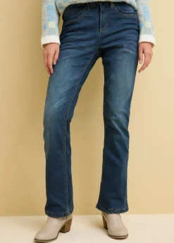 Vaqueros térmicos de talle alto con corte bootcut Mujer Ropa Térmica|Vaqueros