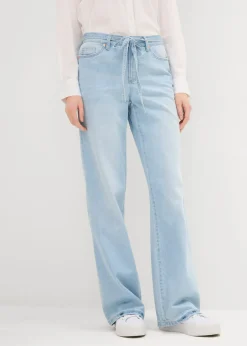 Outlet Vaqueros wide leg, mid waist, con cinturón Mujer Tallas Pequeñas