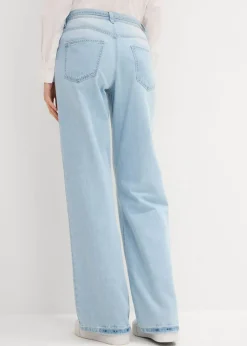 Outlet Vaqueros wide leg, mid waist, con cinturón Mujer Tallas Pequeñas