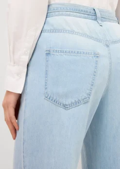 Outlet Vaqueros wide leg, mid waist, con cinturón Mujer Tallas Pequeñas
