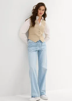 Clearance Vaqueros wide leg, mid waist, con cinturón Mujer Vaqueros