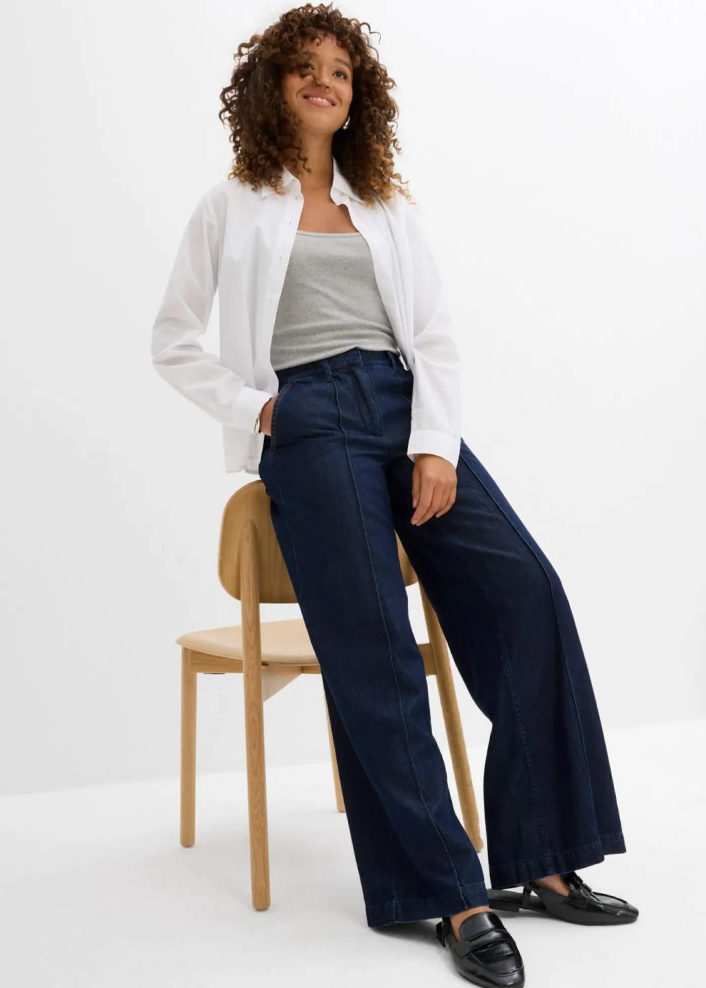 Sale Vaqueros wide-leg, high waist, súper suaves Mujer Premium|Vaqueros
