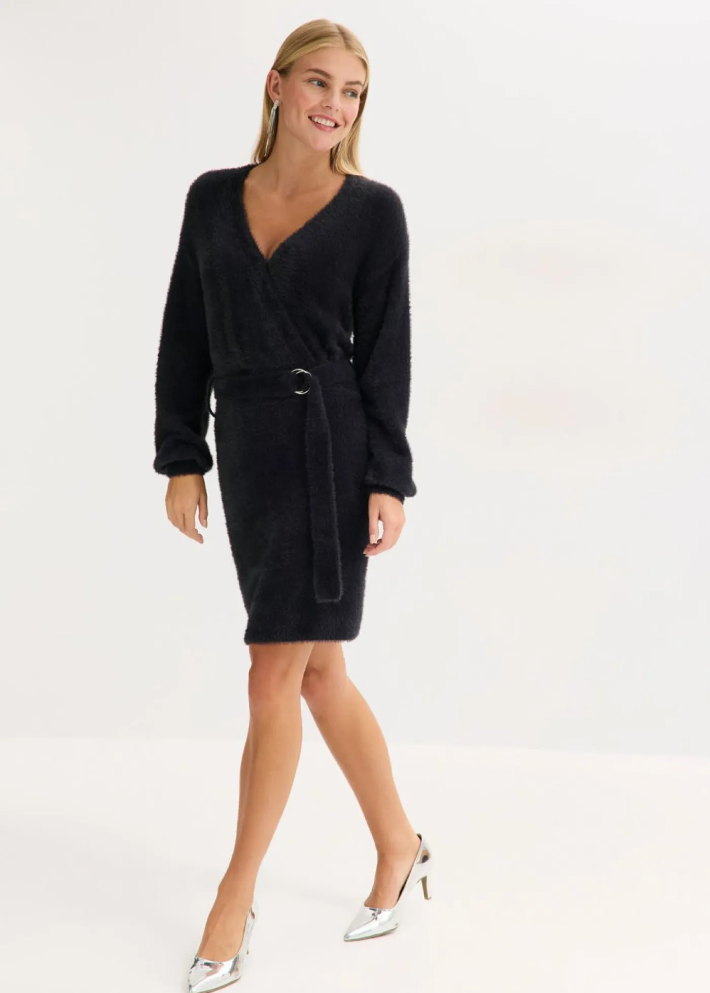 Vestido ajustado de punto con accesorio Mujer Vestidos|Ropa De Punto