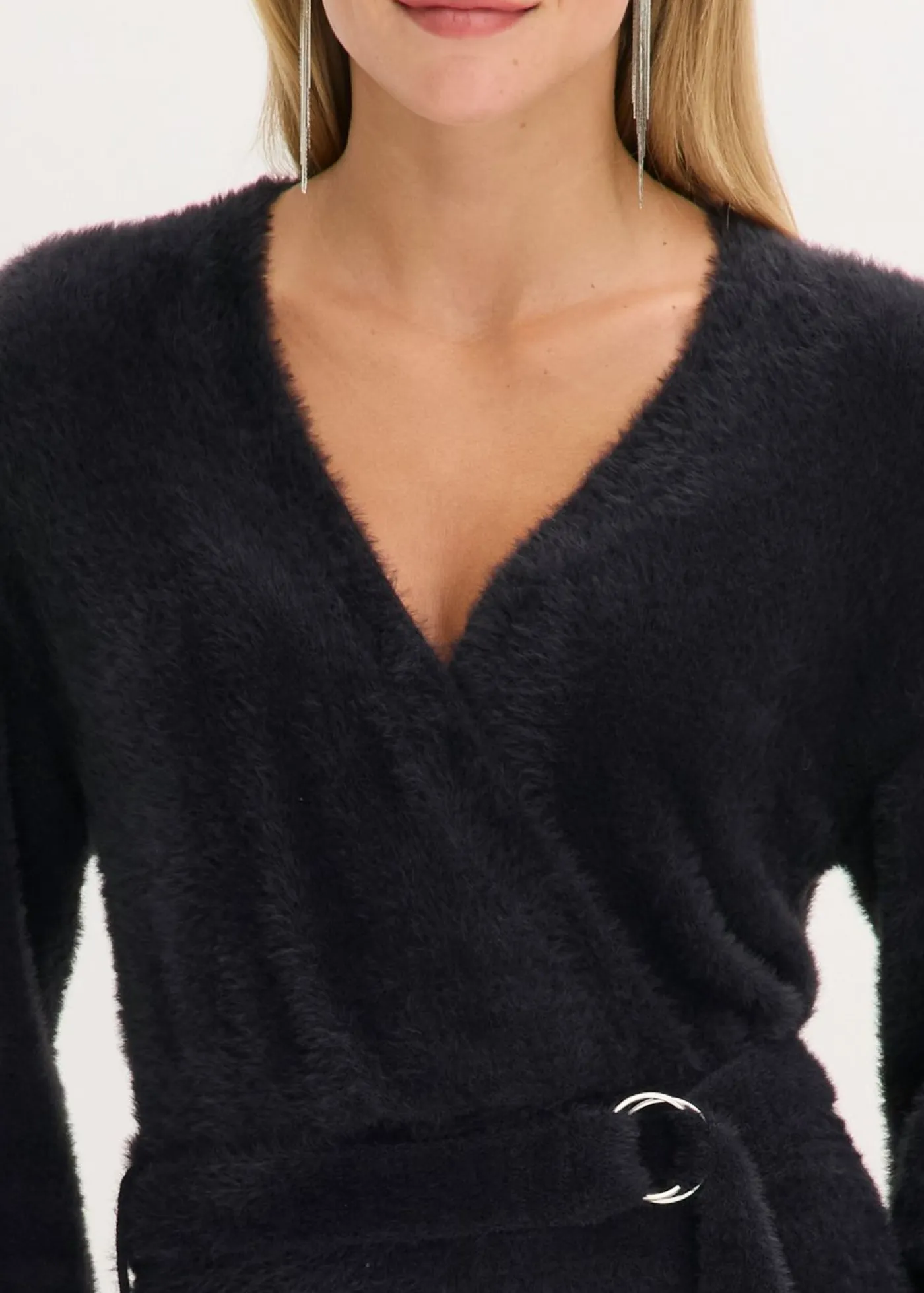 Vestido ajustado de punto con accesorio Mujer Vestidos|Ropa De Punto