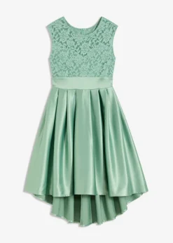 New Vestido asimétrico de satén brillante con encaje Mujer Vestidos|Ropa Elegante