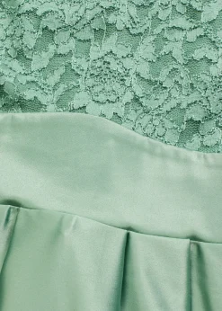 New Vestido asimétrico de satén brillante con encaje Mujer Vestidos|Ropa Elegante