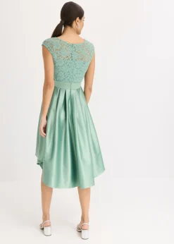 New Vestido asimétrico de satén brillante con encaje Mujer Vestidos|Ropa Elegante