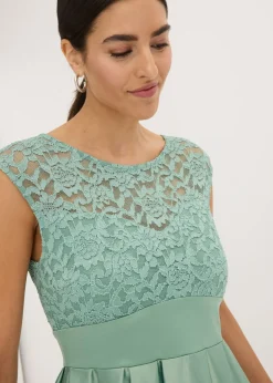 New Vestido asimétrico de satén brillante con encaje Mujer Vestidos|Ropa Elegante