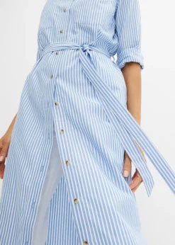 Best Vestido camisero a rayas con cordón Mujer Vestidos