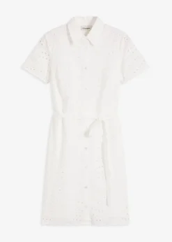 Best Vestido camisero con bordado calado Mujer Vestidos