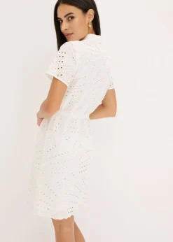 Best Vestido camisero con bordado calado Mujer Vestidos