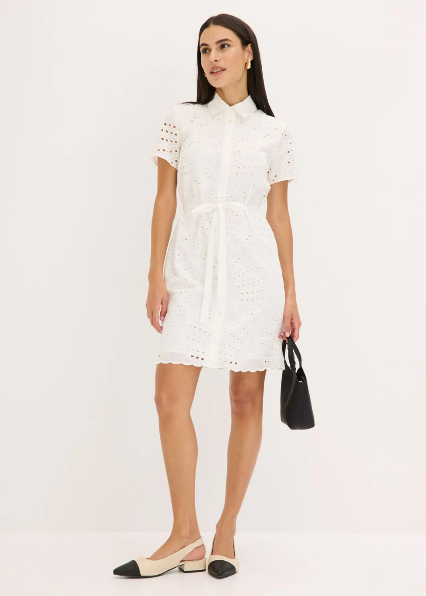 Best Vestido camisero con bordado calado Mujer Vestidos