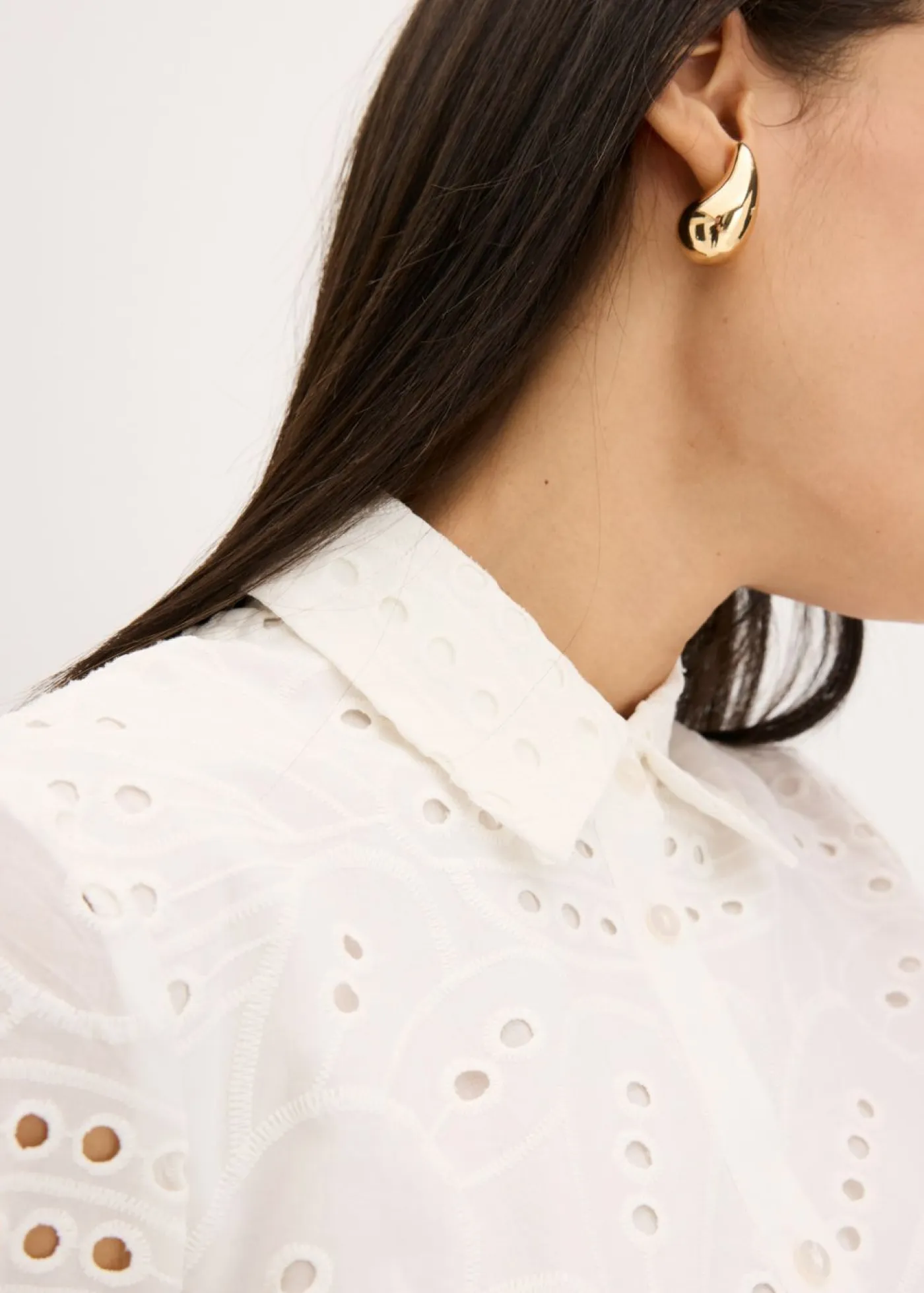 Best Vestido camisero con bordado calado Mujer Vestidos
