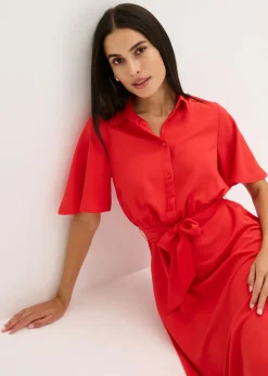 New Vestido camisero con cordón Mujer Vestidos