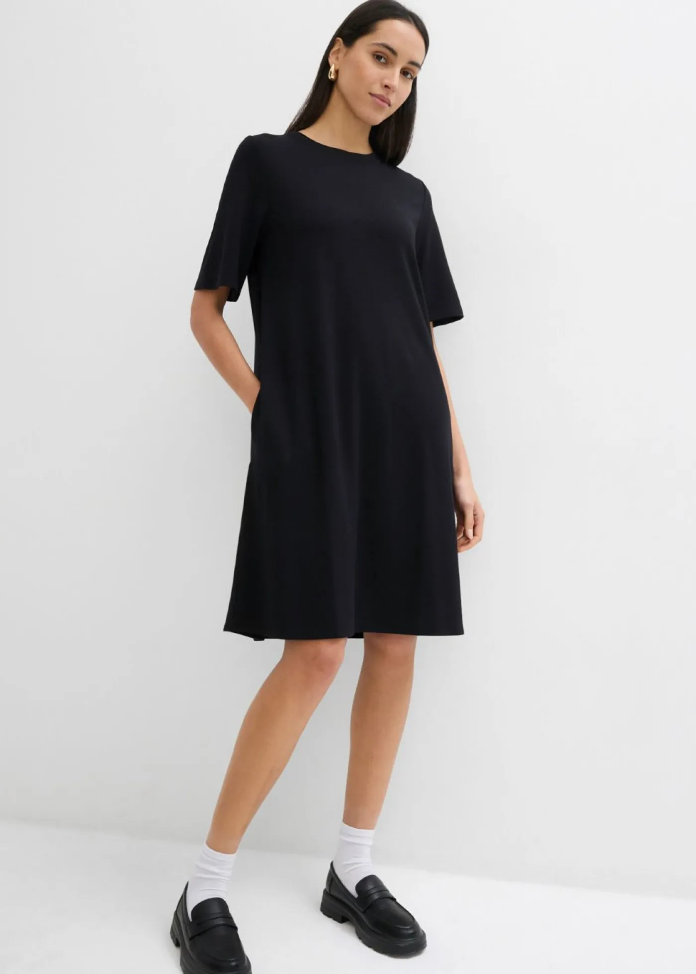 Hot Vestido camisero con corte en A en mezcla de viscosa Mujer Esenciales|Vestidos