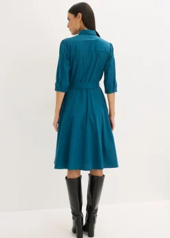 Sale Vestido camisero con encaje y cordón Mujer Vestidos|Tallas Pequeñas