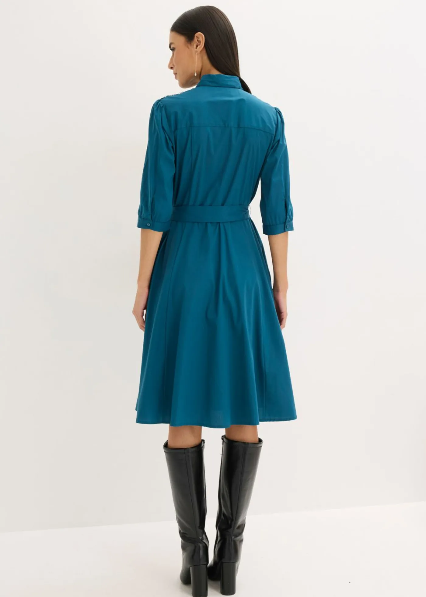 Sale Vestido camisero con encaje y cordón Mujer Vestidos|Tallas Pequeñas