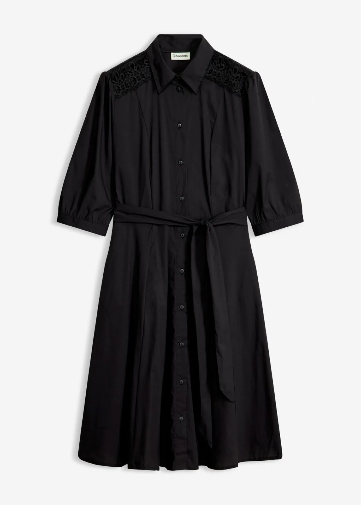 Discount Vestido camisero con encaje y cordón Mujer Tallas Pequeñas|Vestidos