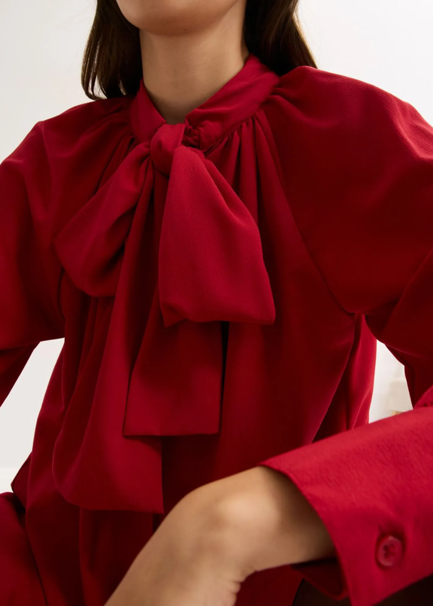 Clearance Vestido camisero con lazo en el cuello Mujer Vestidos