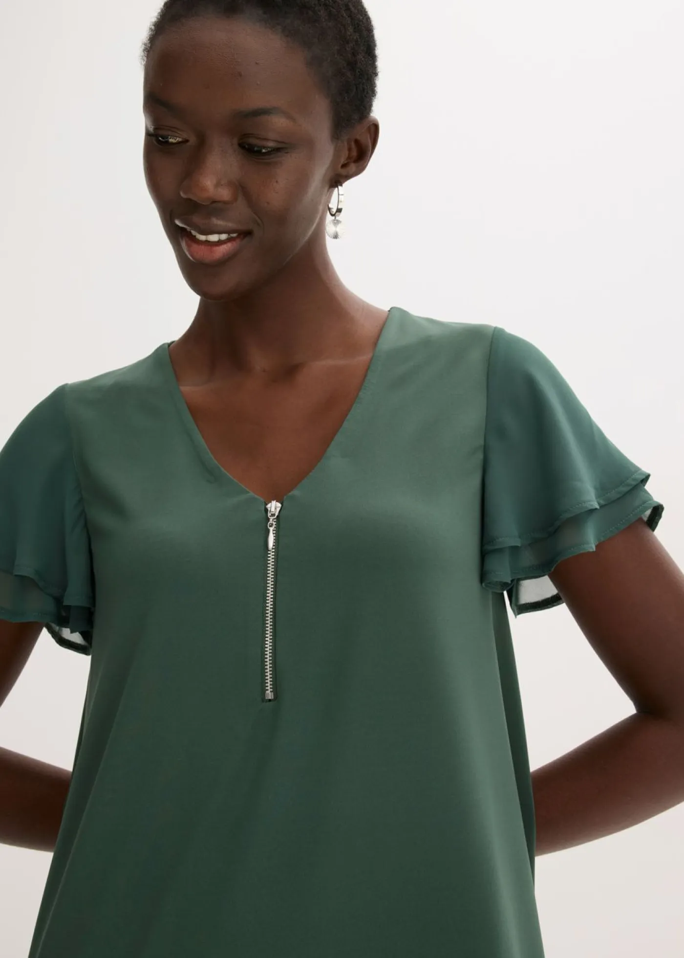 New Vestido camisero con mangas de gasa Mujer Vestidos
