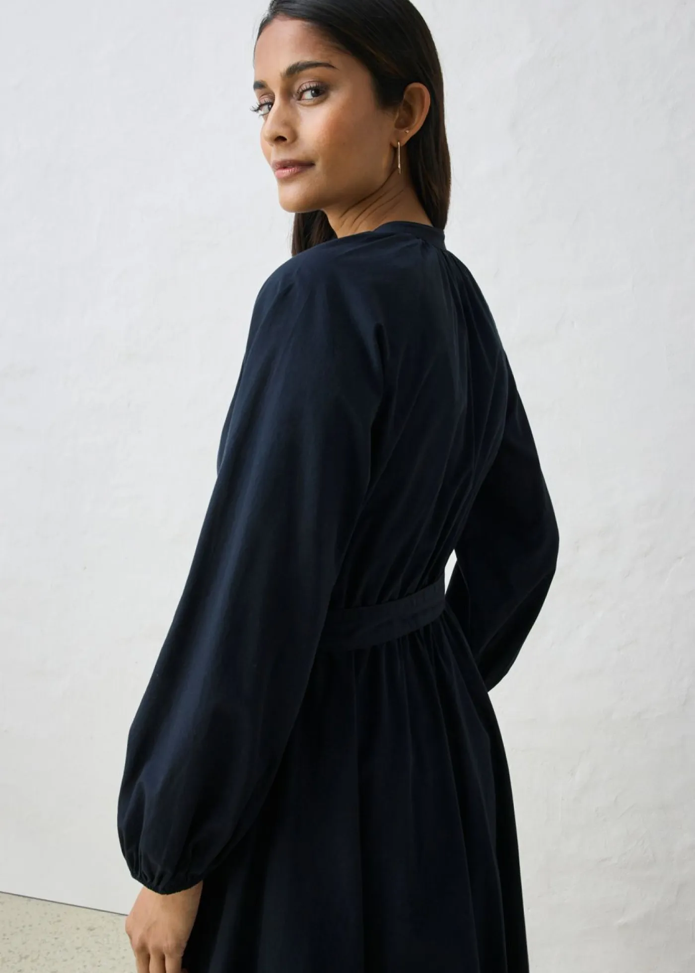New Vestido camisero con parte de seda y cinturón Mujer Premium|Vestidos