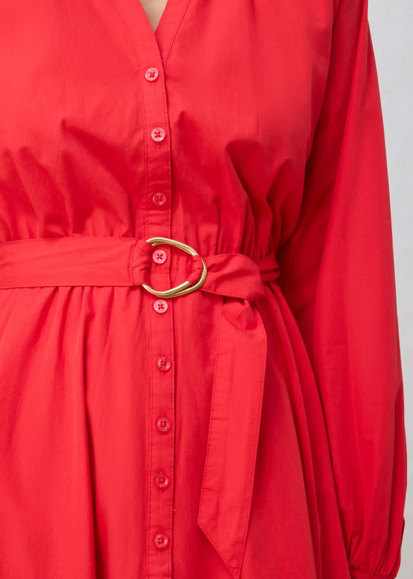 Discount Vestido camisero con parte de seda y cinturón Mujer Premium|Vestidos