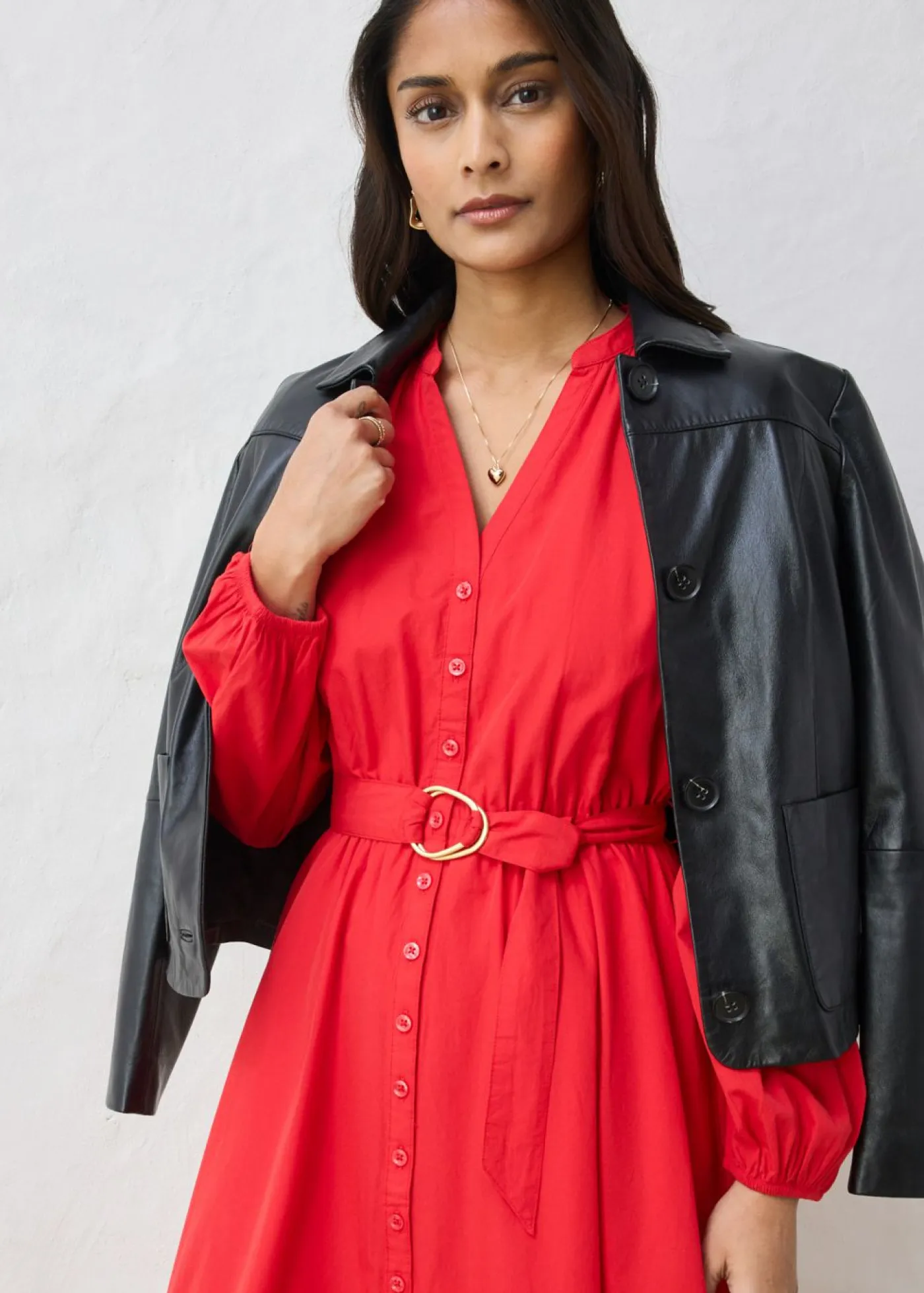 Discount Vestido camisero con parte de seda y cinturón Mujer Premium|Vestidos
