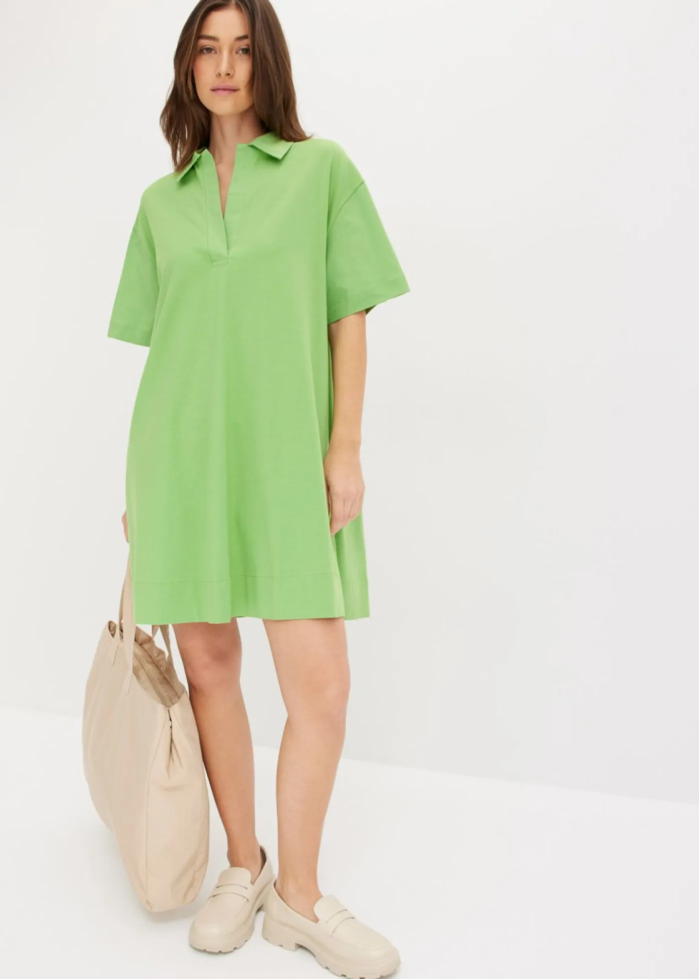 Online Vestido camisero confeccionado con mezcla de algodón orgánico elástico Mujer Esenciales|Vestidos