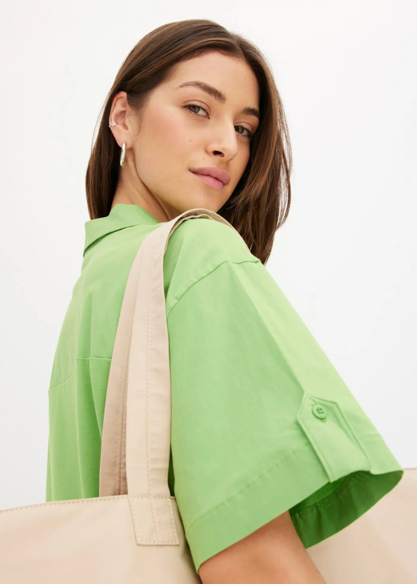 Online Vestido camisero confeccionado con mezcla de algodón orgánico elástico Mujer Esenciales|Vestidos