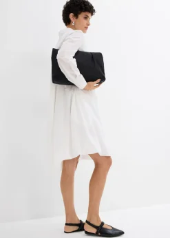 Sale Vestido camisero de algodón puro con dobladillo abullonado Mujer Esenciales|Vestidos