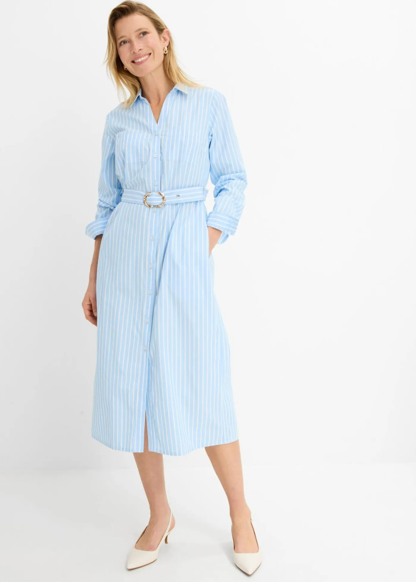 Vestido camisero de algodón puro Mujer Vestidos|Novedades