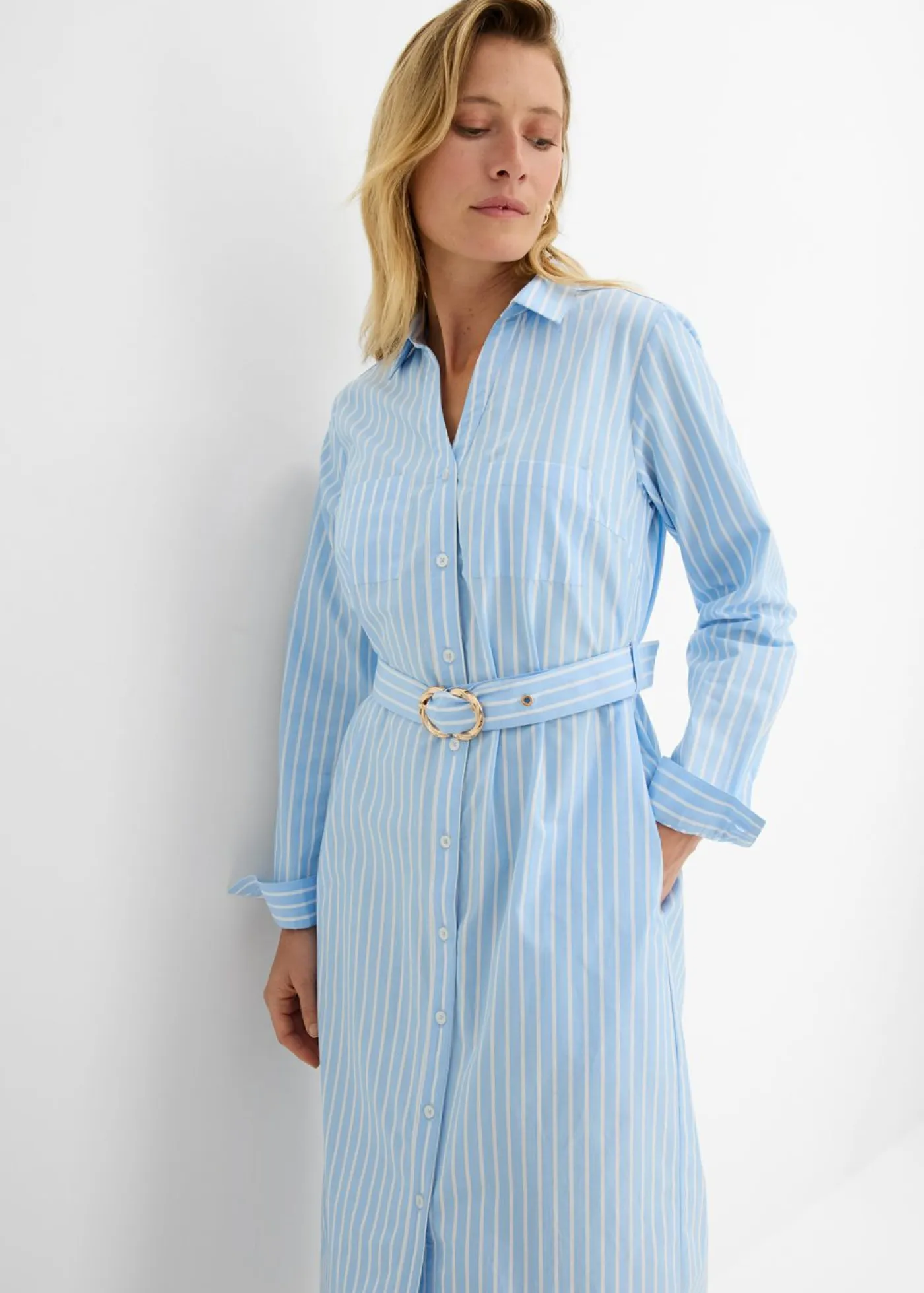Vestido camisero de algodón puro Mujer Vestidos|Novedades