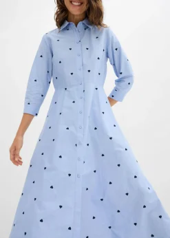 Discount Vestido camisero de algodón orgánico puro Mujer Vestidos|Tallas Pequeñas