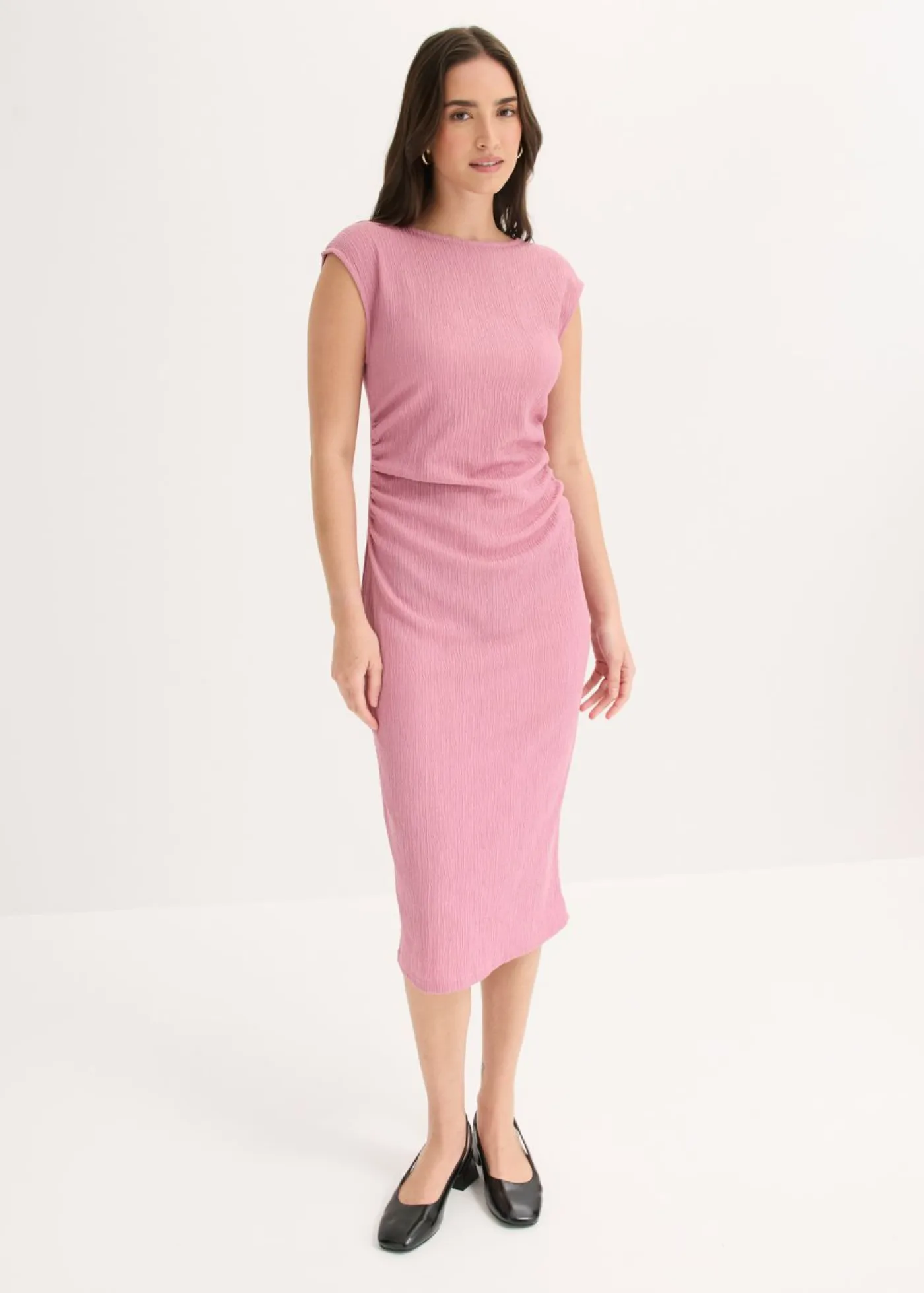 Sale Vestido camisero de crepé estructurado Mujer Vestidos|Novedades