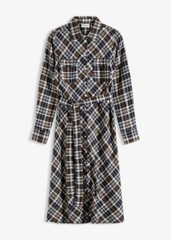 Clearance Vestido camisero de franela suave Mujer Vestidos