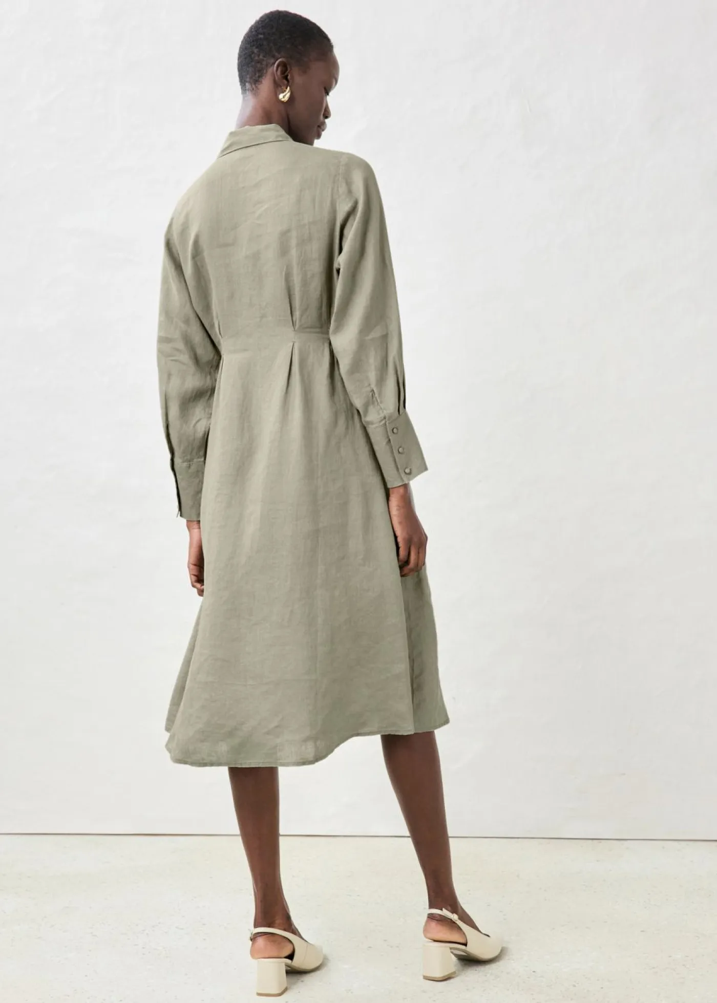 Best Vestido camisero de lino puro Mujer Premium|Vestidos