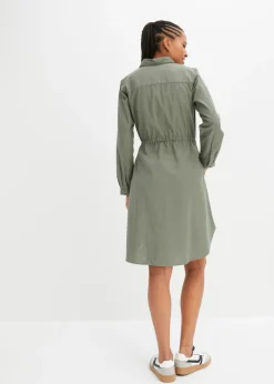 Online Vestido camisero de mezcla de lino y algodón Mujer Vestidos|Novedades